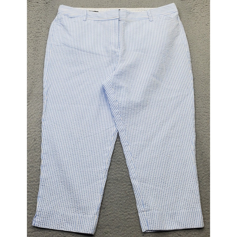 Talbots Perfect Capri Pants Womens 16P Multi Striped Seersucker Straight Relaxed